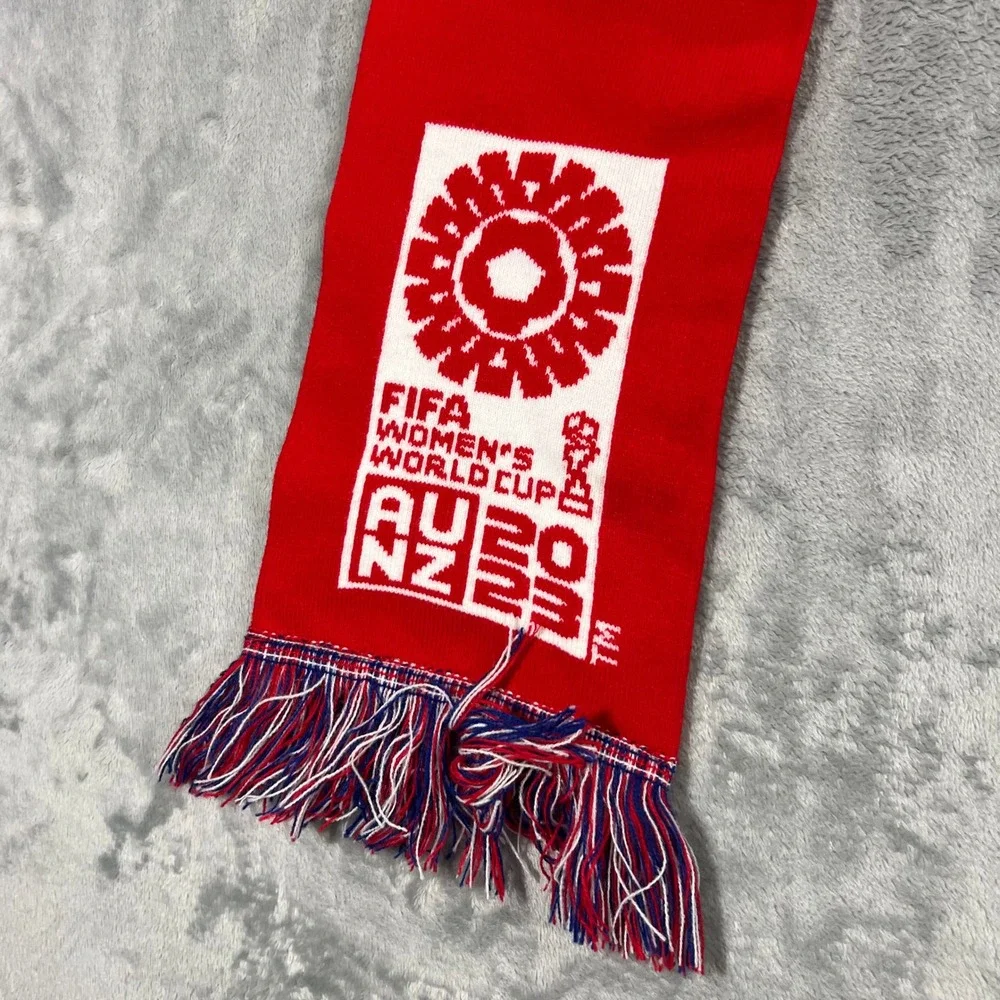 FIFA Scarf USA World Cup 2023 OS Red White Blue Knit Fringe Logo